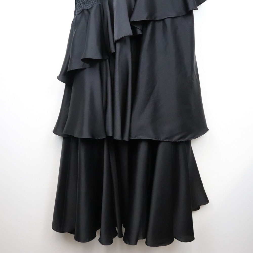 BHLDN Elora Sleeveless V-Neck Ruffle Lace Maxi Dress 6 Formal Gown Black - Picture 7 of 10